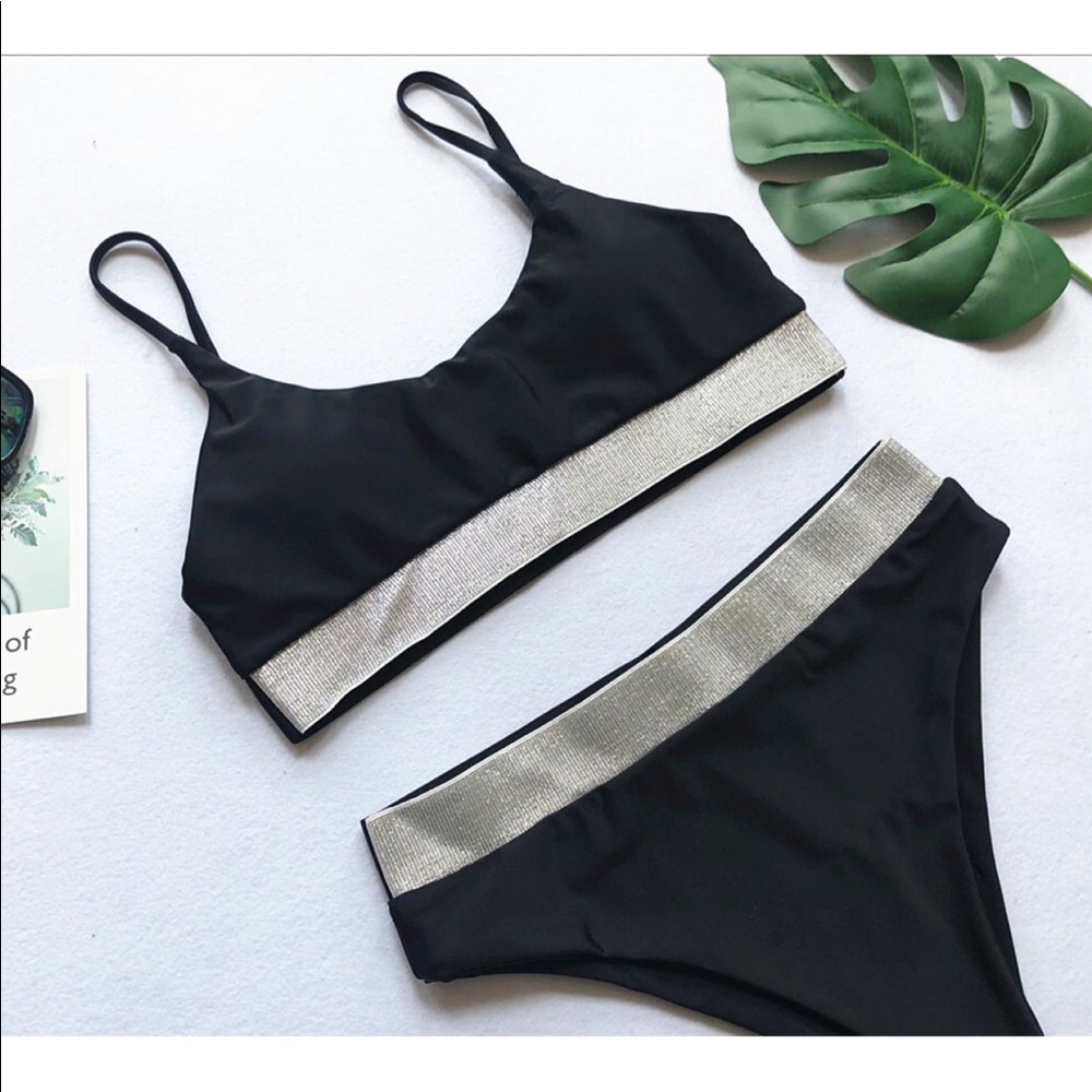 234. emma bling trim swimsuits black - Picture 2 of 7
